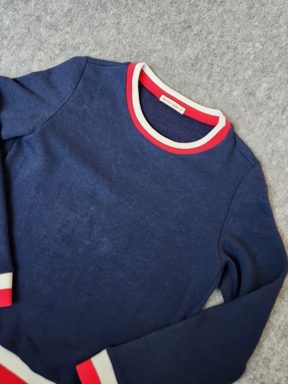 Marine Layer Nautical Pullover Sweater Women's S Blue Striped Hem Soft Winter